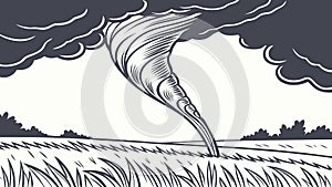 Powerful Tornado Funnel Cloud Descending Over a Field Vector, vector design Generative AI