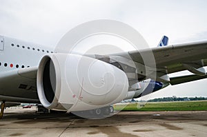 Powerful turbojet engine of modern passenger aircraft, Russia