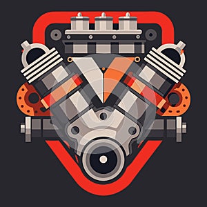 Powerful V-Engine Vector Illustration