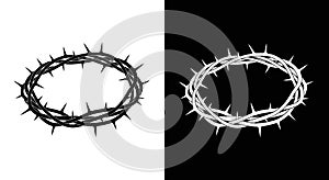 Crown of Thorns Vector Illustration - Black and White
