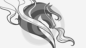 Dynamic Horse Head with Abstract Mane, Energetic Animal Art Vector, vector design Generative AI photo