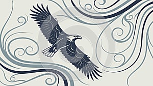 Majestic Eagle in Flight: Dynamic Bird Abstract Swirls vector design Generative AI