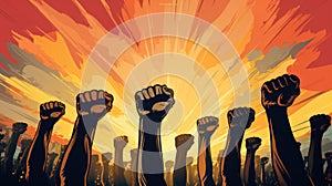 Powerful Vector Illustration of Raised Fists for Juneteenth Freedom Day: African American Solidarity and Liberation Celebration