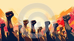 Powerful Vector Illustration of Raised Fists for Juneteenth Freedom Day: African American Solidarity and Liberation Celebration