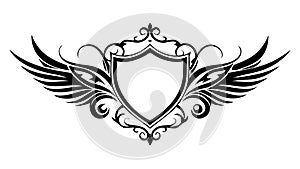 Winged Shield Emblem, Symbol of Protection, Power Security, vector design Generative AI