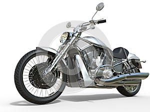 Powerful Vintage Motorcycle - White photo