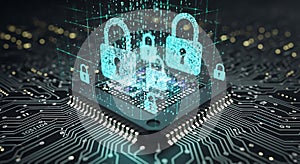 Cybersecurity encryption protects hardware data