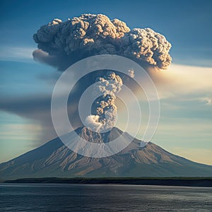 a powerful volcanic eruption occurred with the release of ash and lava