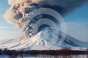 a powerful volcanic eruption occurred with the release of ash and lava