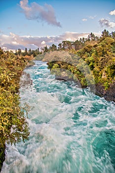 Powerful water currents in th Huka Falls, Taupo - New Zealand