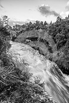 Powerful water currents in th Huka Falls, Taupo - New Zealand