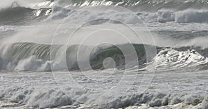 Powerful waves breaking on the beach