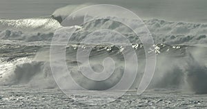 Powerful waves breaking on the beach