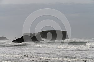 Powerful waves and hurricane winds at Oregon coast