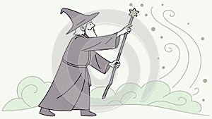 Powerful Wizard Casting Spell in Forest, vector design Generative AI