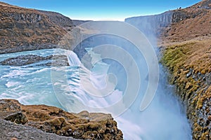 Powerfull Gullfoss Waterfalls in Iceland