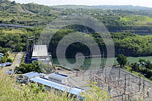 Powerhouse of Magat River hydro electric dam in mountainous Ifugao