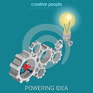 Powering idea business cogwheel mechanism flat isometric vector