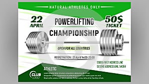 Powerlifting Championship Advertise Poster Vector