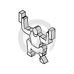 powerlifting handicapped athlete isometric icon vector illustration