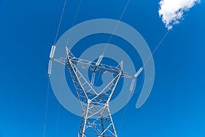 Powerline and the blue clear sky