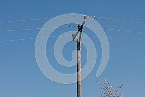 powerline on blue sky