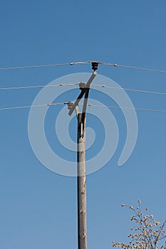 powerline on blue sky