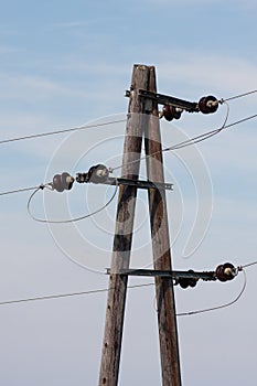 powerline on blue sky