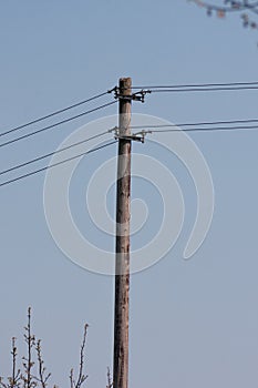 powerline on blue sky