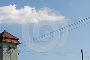 powerline on blue sky