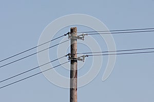 powerline on blue sky