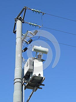 Powerline pole and transformer