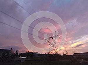 Powerline standing tall at the dusk