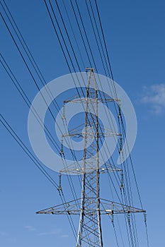 Powerline tower and cables