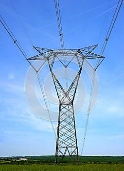 Powerline towers stretching across