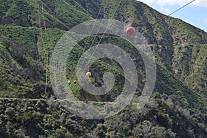 Powerlines San Gabriel Mountain Sloping Top with Great White Clouds