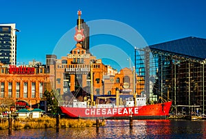 The Powerplant and Chesapeake Lightship in the Inner Harbor of B