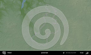 powiat laski outlined, Poland. Physical