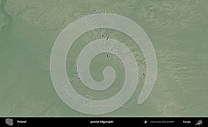 powiat bilgorajski outlined, Poland. Physical