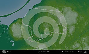 powiat braniewski outlined, Poland. Physical