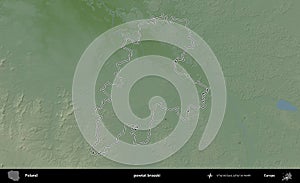 powiat brzeski outlined, Poland. Physical