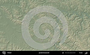 powiat brzozowski outlined, Poland. Physical