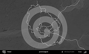 powiat bydgoski outlined, Poland. Grayscale