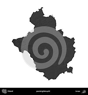 powiat glubczycki, Poland, isolated on white. Grayscale photo