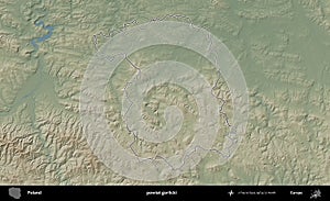 powiat gorlicki outlined, Poland. Physical