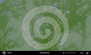 powiat grajewski outlined, Poland. Physical