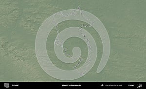 powiat hrubieszowski outlined, Poland. Physical