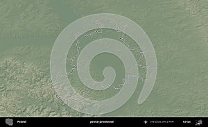 powiat jaroslawski outlined, Poland. Physical