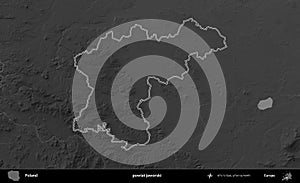 powiat jaworski outlined, Poland. Grayscale