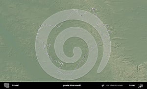 powiat lubaczowski outlined, Poland. Physical